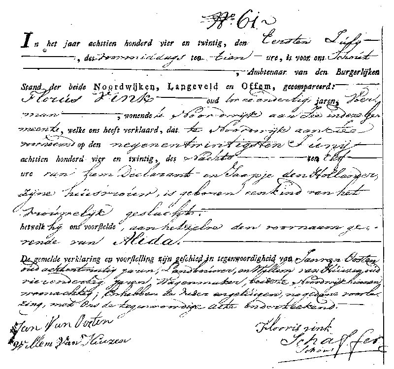 18240701 geb akte 61 Alida dv F Vink - J d Hollander